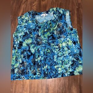 Jones Studio Blue & Green Tropical Tank Top